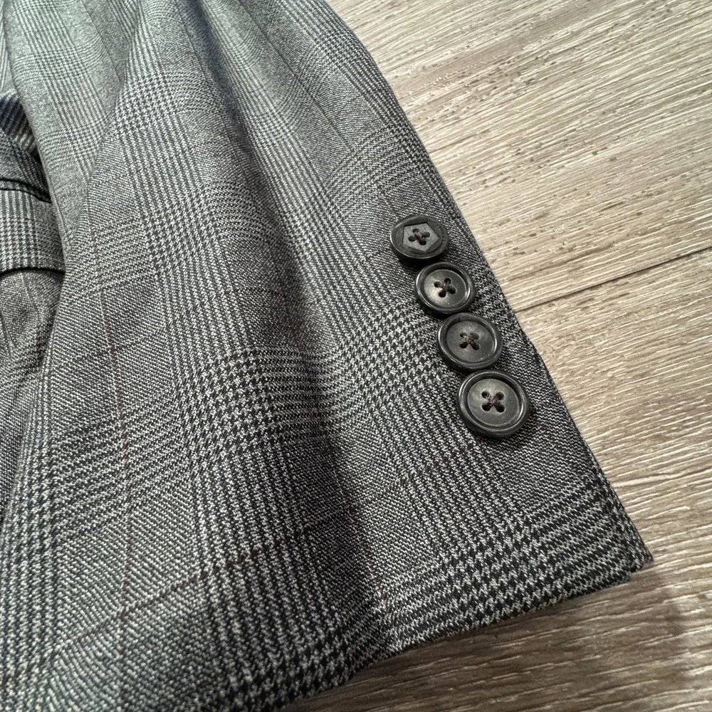 Z Zegna Blazer Mens 40R Gray 100% Wool Glen Plaid Sport Coat Drop‎ 7 Two Button